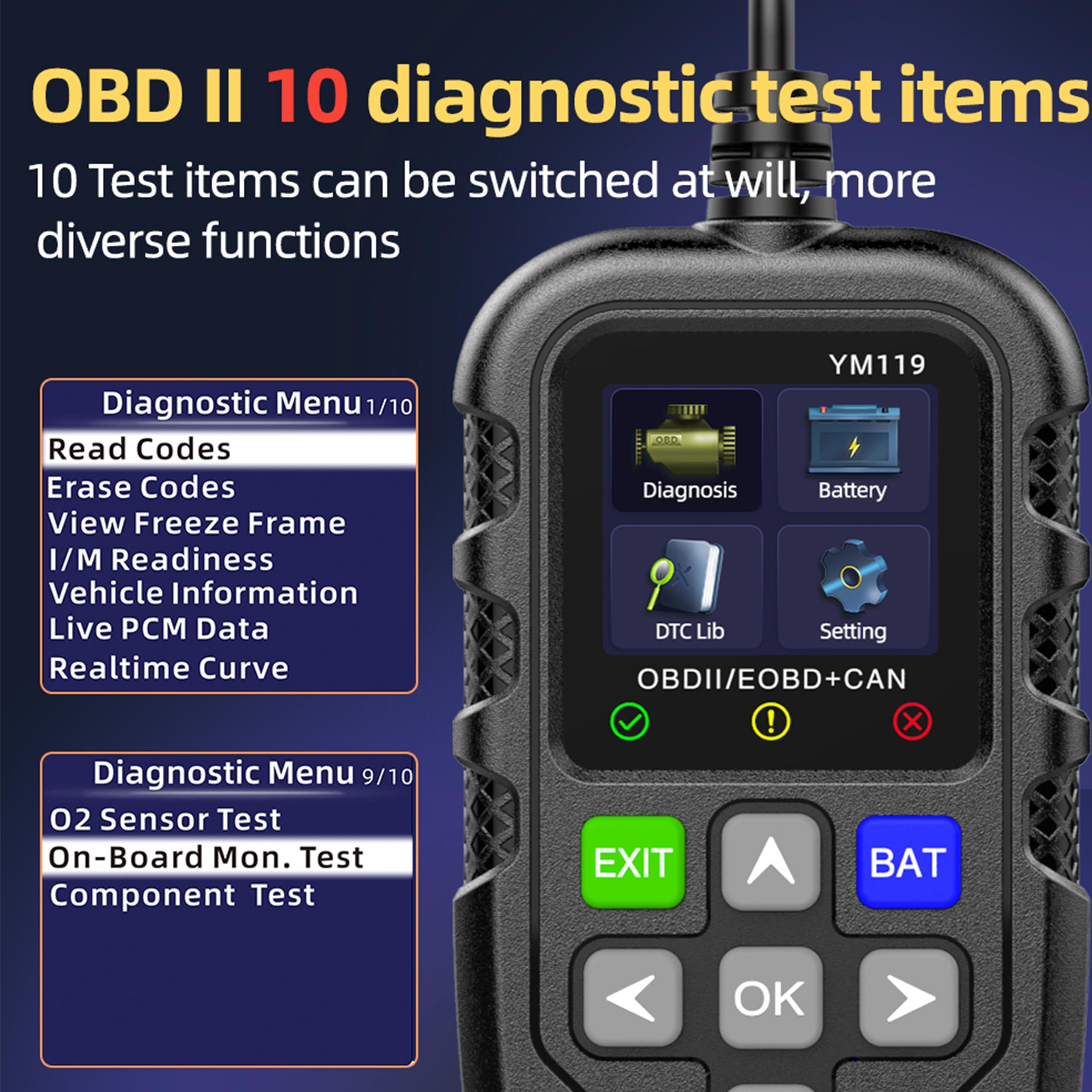 Amazon.co.jp: Diabit YM119 OBD2スキャナー ライブデータ